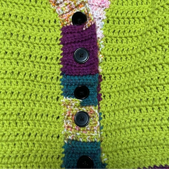 Cardigan Sweater Women Large Granny Crochet Boho Chunky Colorful Cropped Coastal - Picture 5 of 8